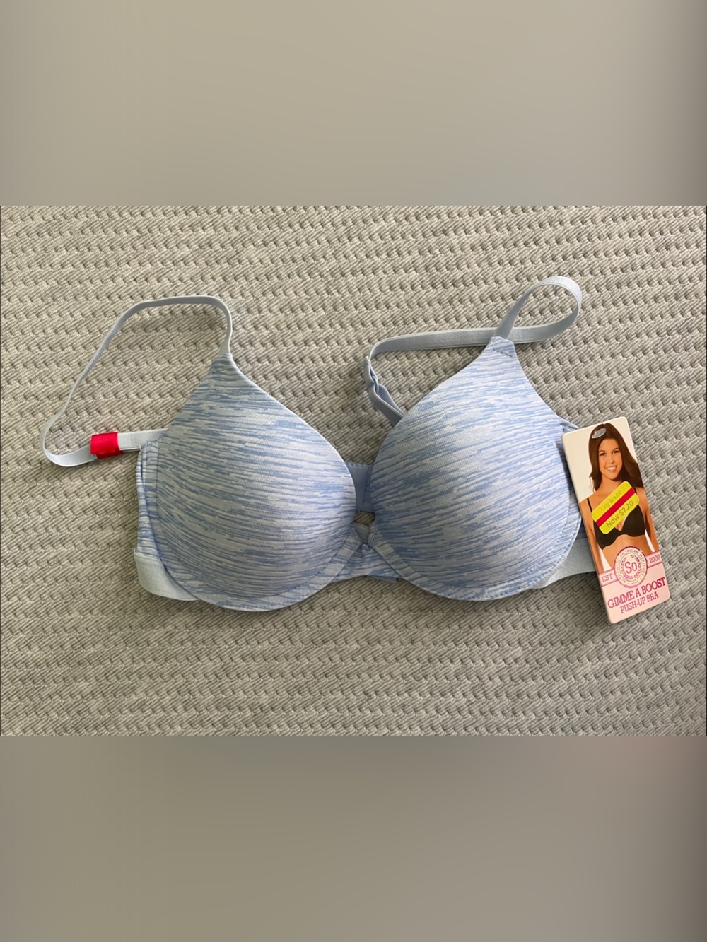 SO Light Blue Heather Push-Up T-Shirt Bra